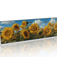 Sunflowers Beneath a Carved Sky