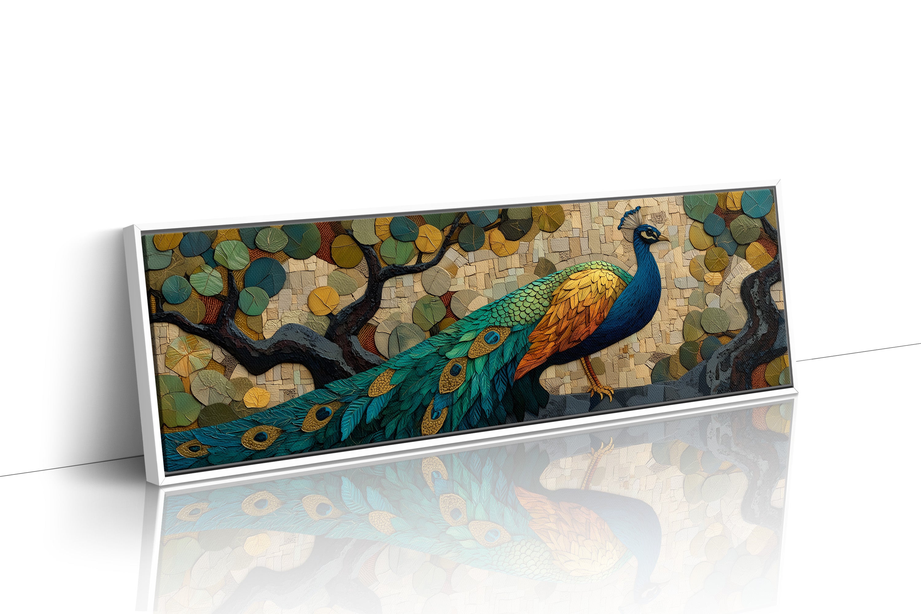Peacock Among Painted Leaves