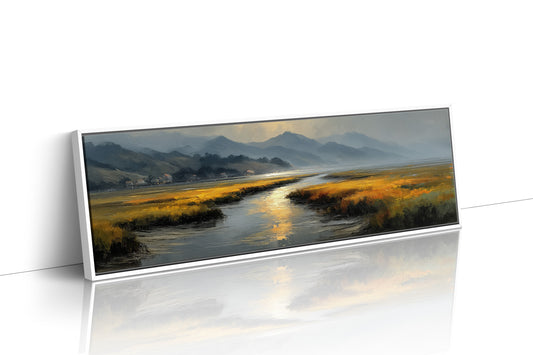 Golden Marsh Under Distant Peaks