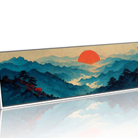 Crimson Sun Over Blue Mountain Seas