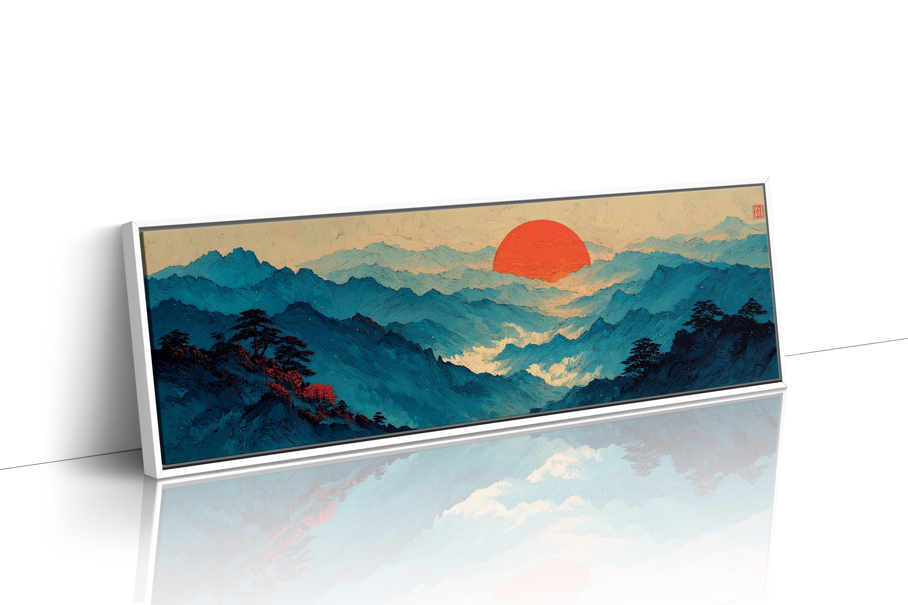 Crimson Sun Over Blue Mountain Seas