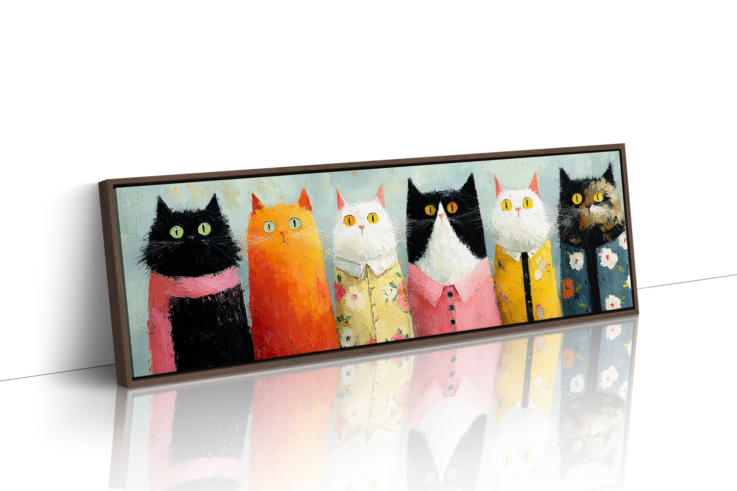 Dressed-Up Cats in a Row