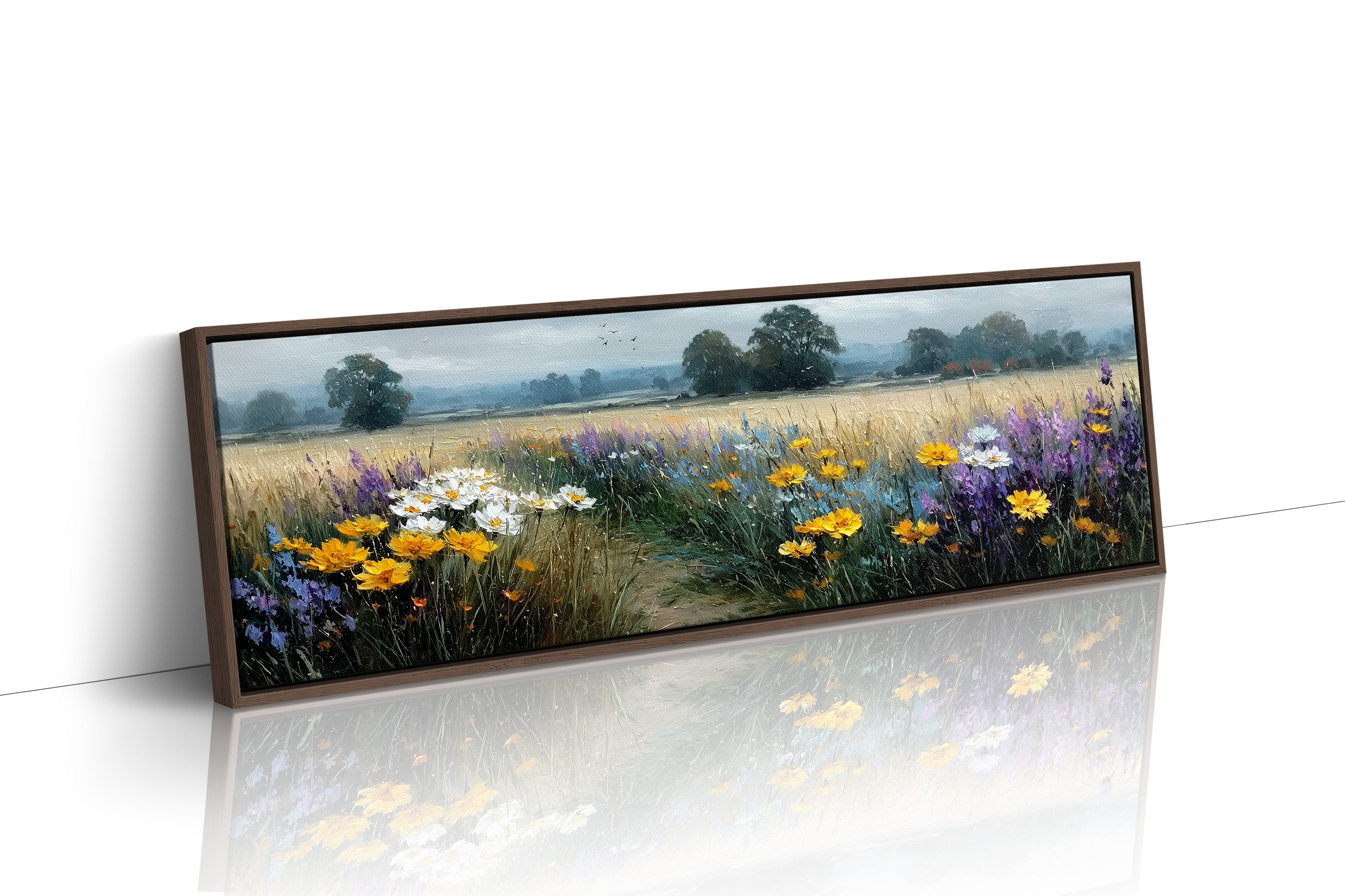 Wildflower Path Through Golden Fields