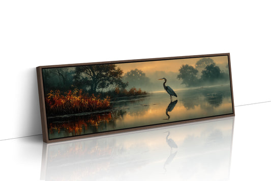 Heron Standing In Golden Marsh