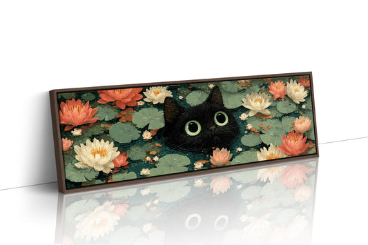 Midnight Cat Among Lotus Blossoms