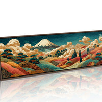 Golden Mount Fuji Over Patterned Hills