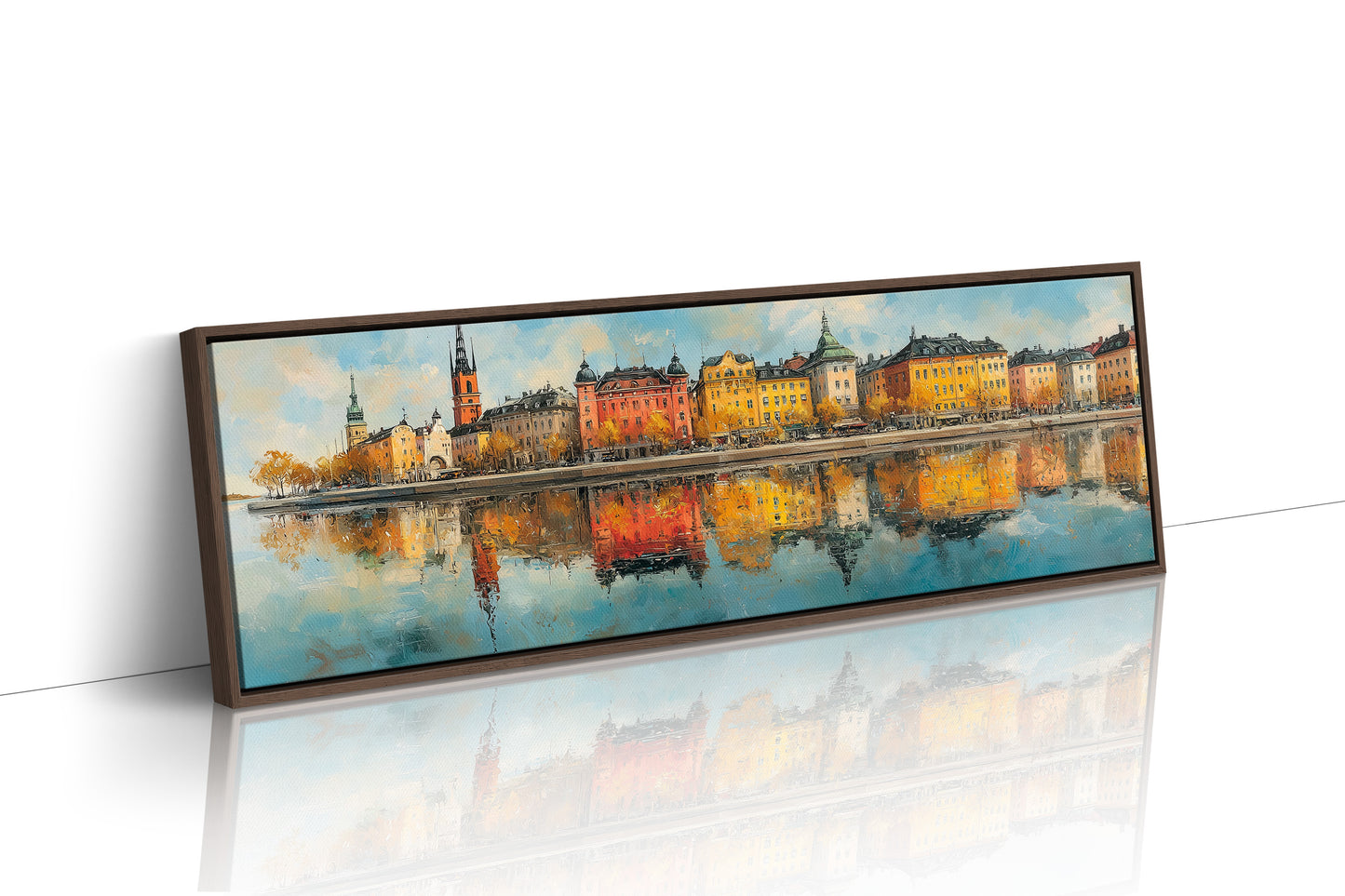 Colorful European Waterfront Reflections