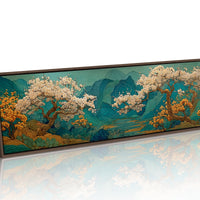 Cherry Blossoms Over Tranquil Mountain Lake