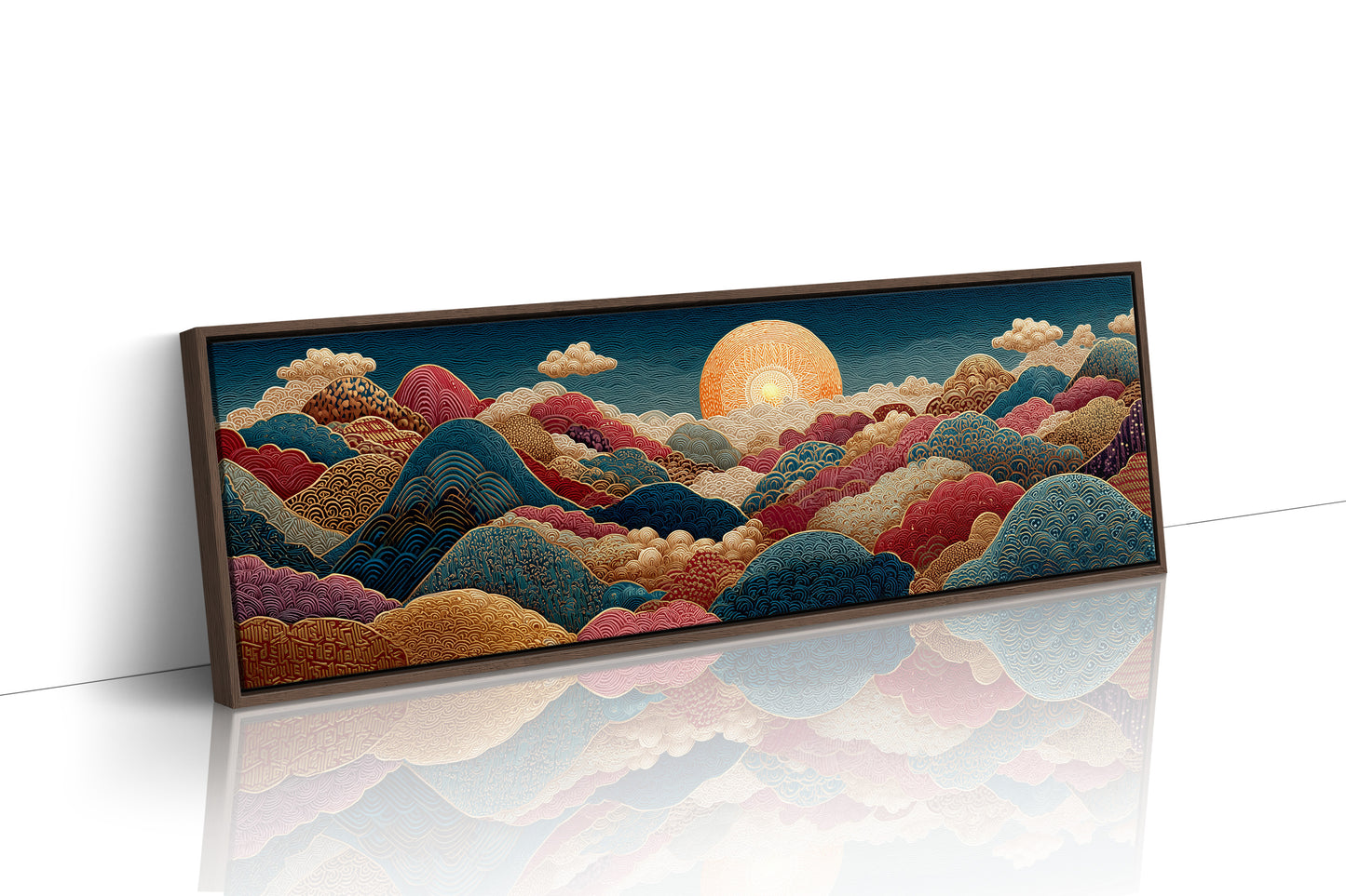 Ornate Sunrise Over Patterned Hills