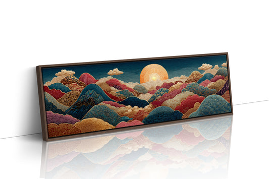 Ornate Sunrise Over Patterned Hills