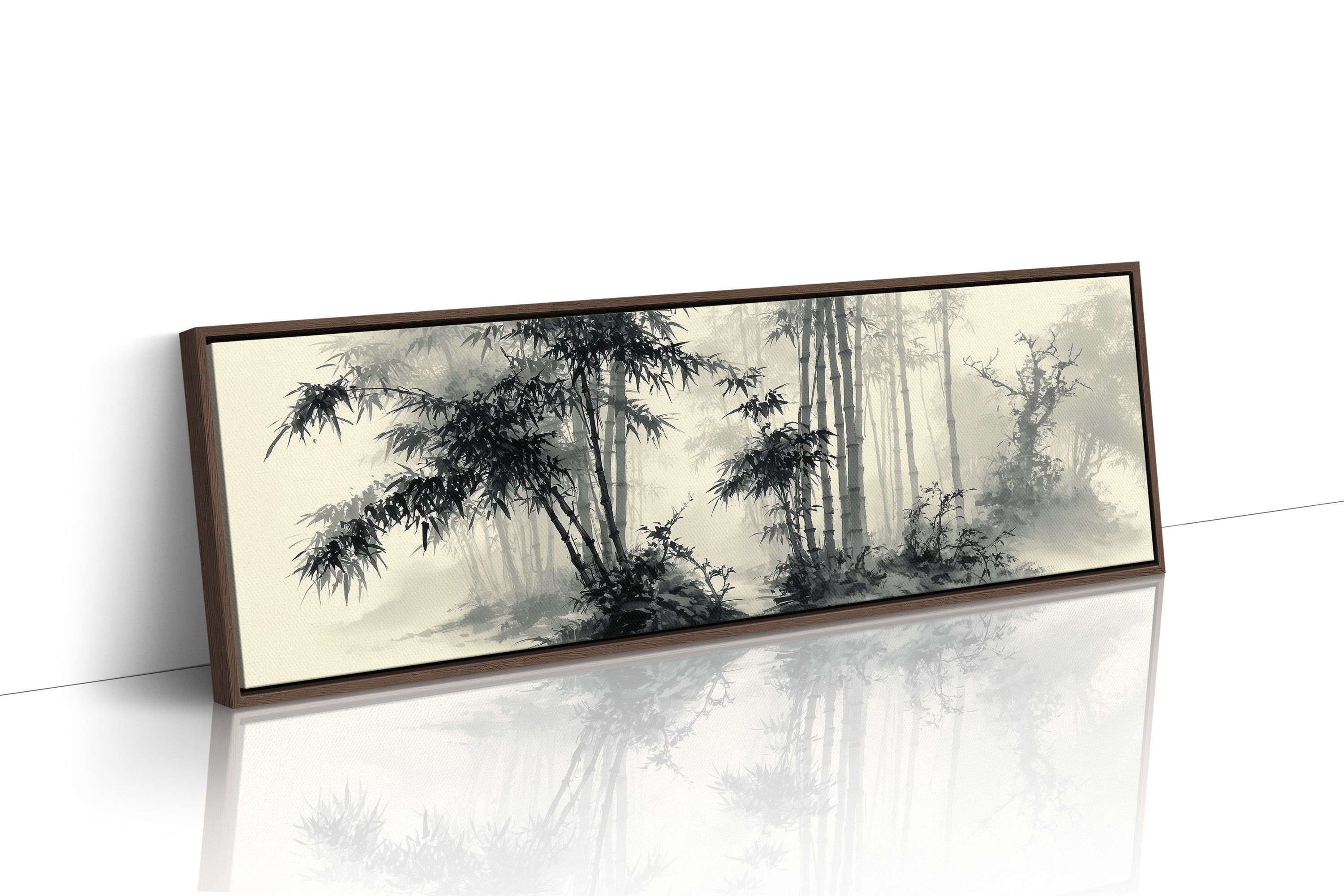 Misty Bamboo Grove Ink Landscape