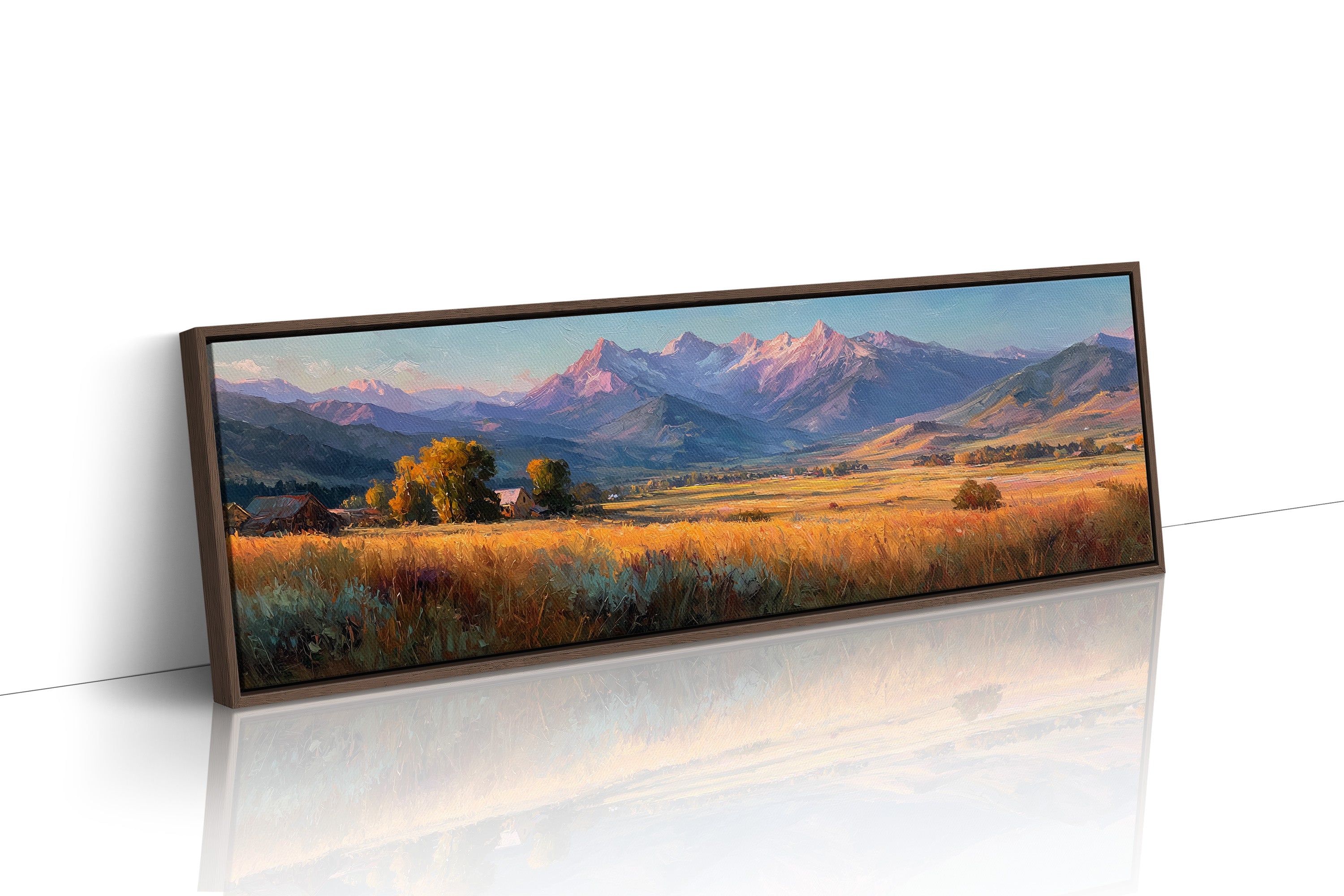 Golden Fields Beneath Mountain Peaks