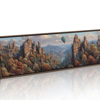 Hot Air Balloon Over Autumn Cliffs