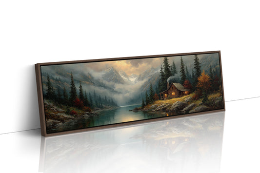 Cabin Glow In Misty Mountain Valley