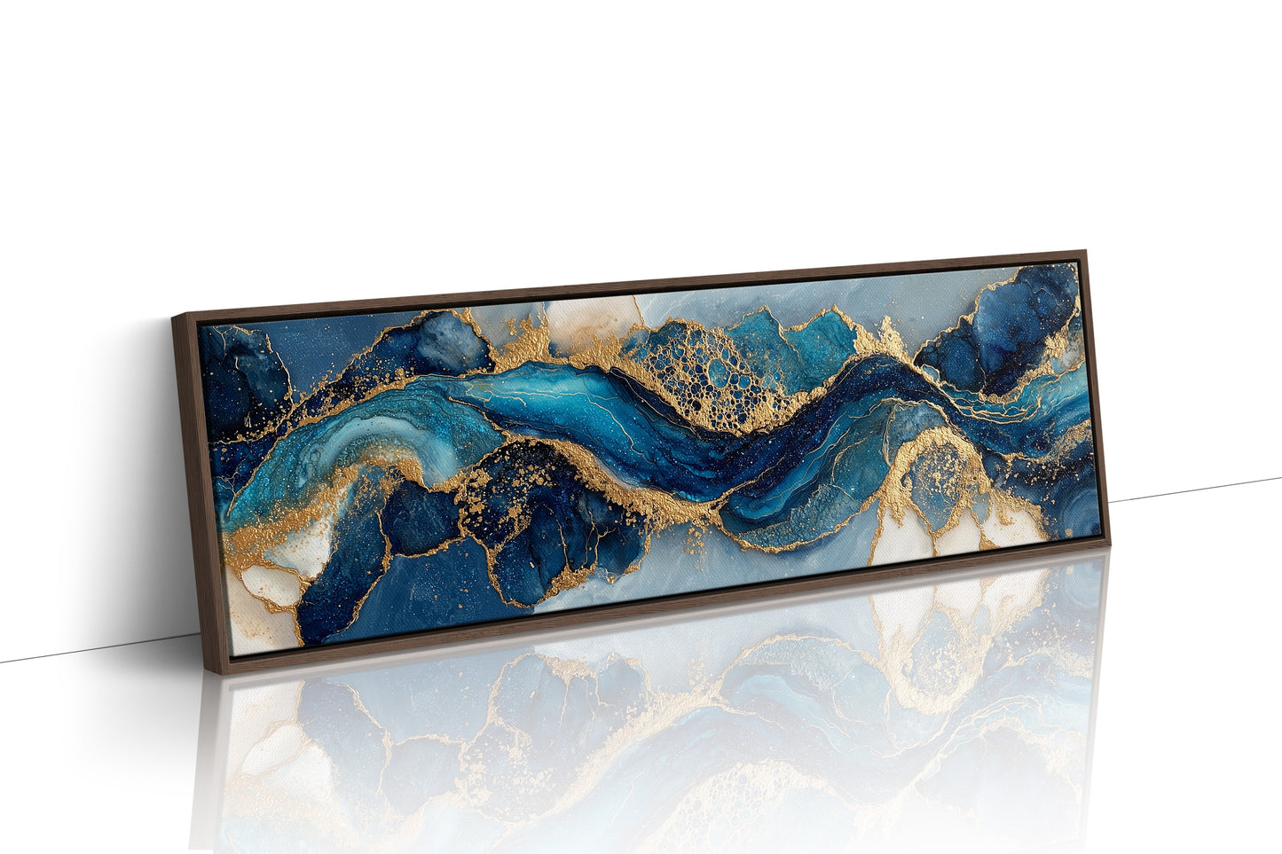 Blue And Gold Abstract Fluid Art
