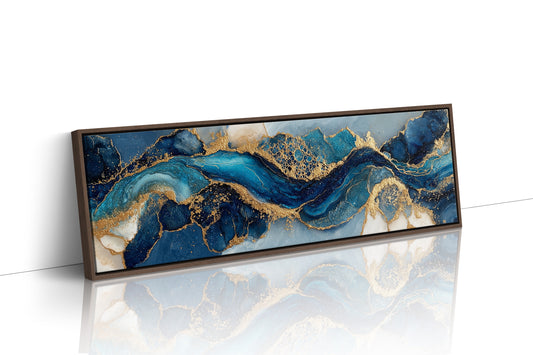 Blue And Gold Abstract Fluid Art