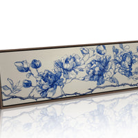 Blue Ink Roses On Thorned Vine