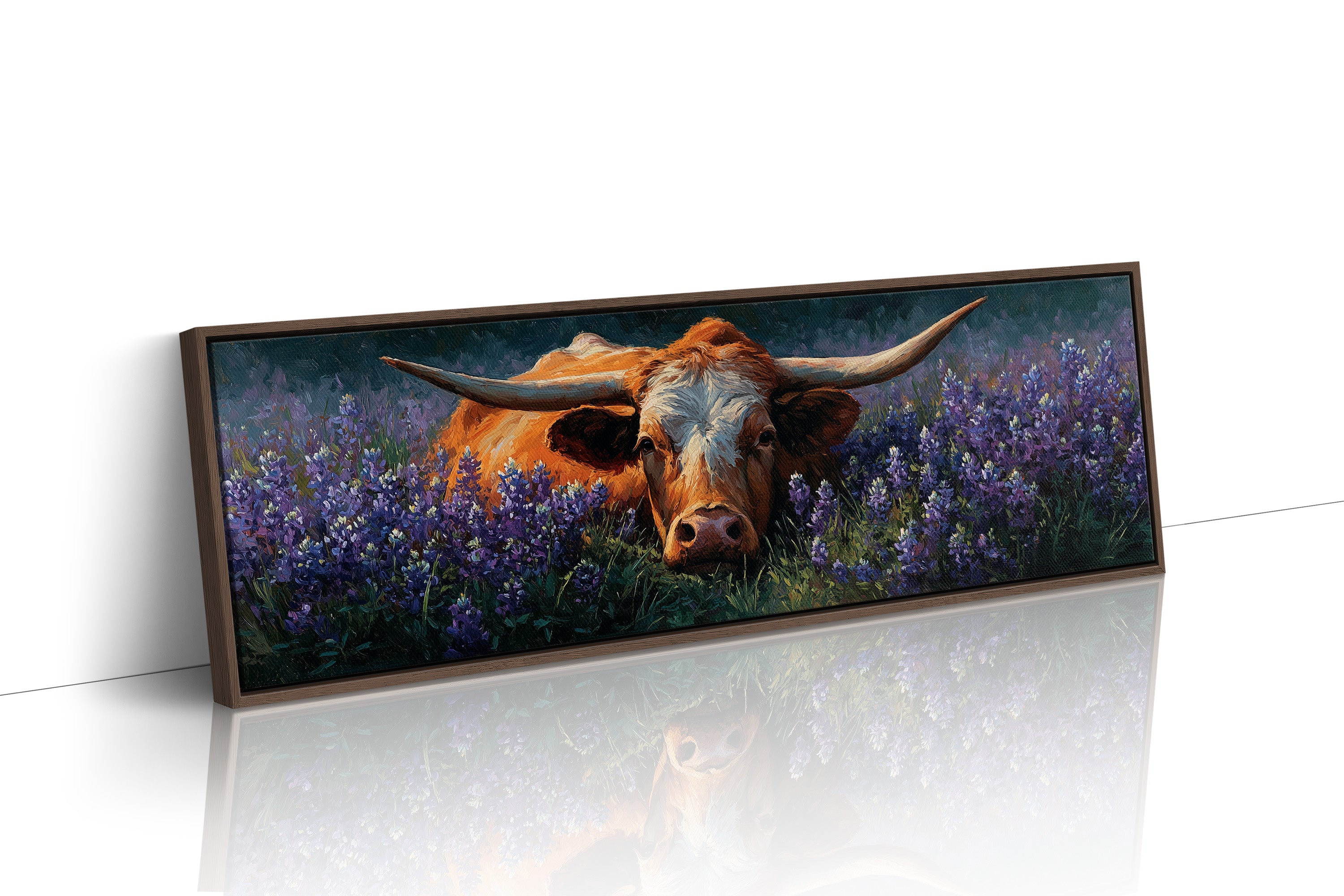 Texas Longhorn Resting in Bluebonnet Meadow