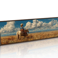 Cowgirl on Horse Overlooking Wide Western Prairie