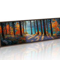 Autumn Forest Path Overlooking Turquoise Lake