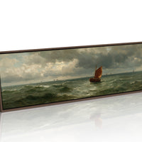 Red Sail Beneath Storm Light