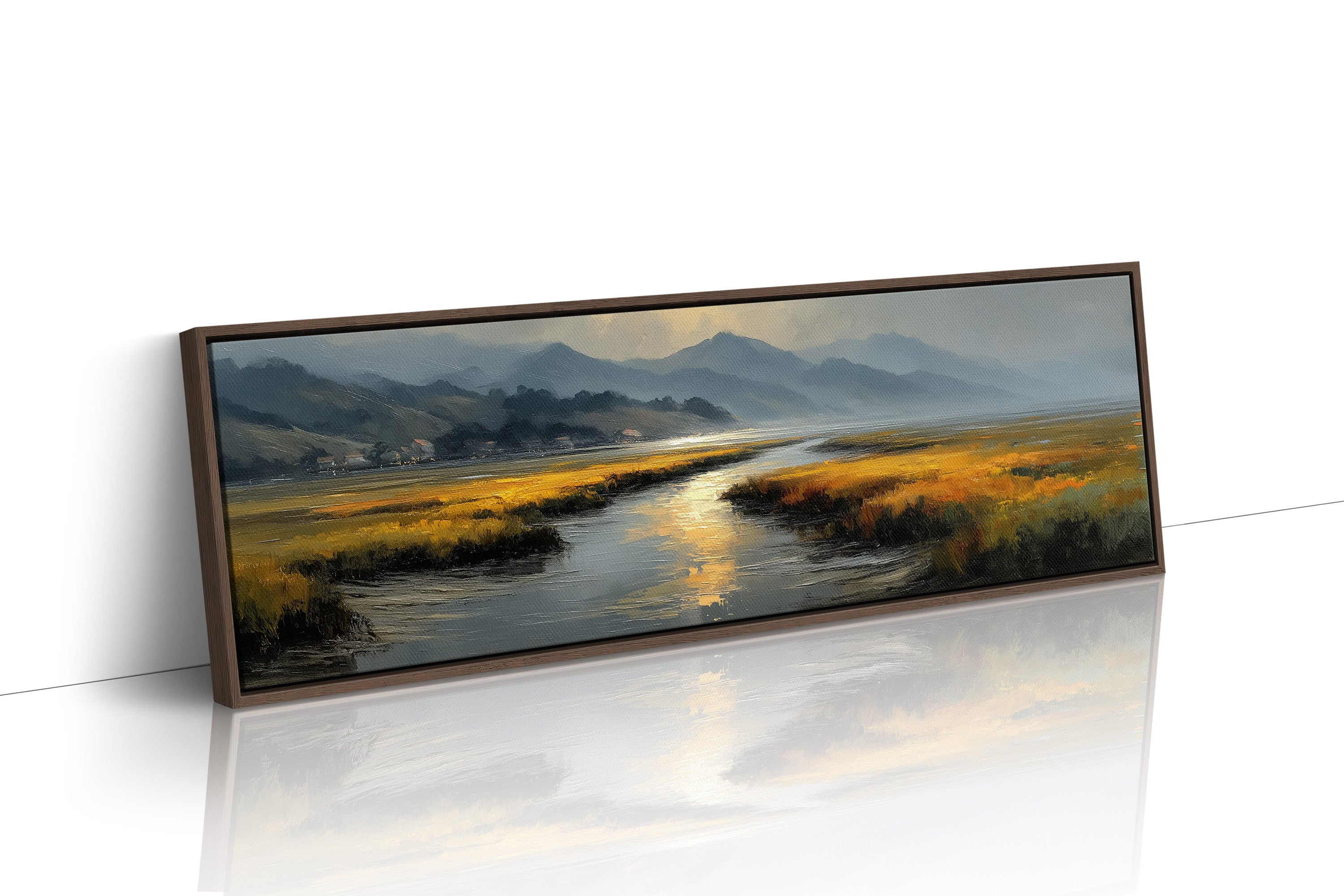Golden Marsh Under Distant Peaks