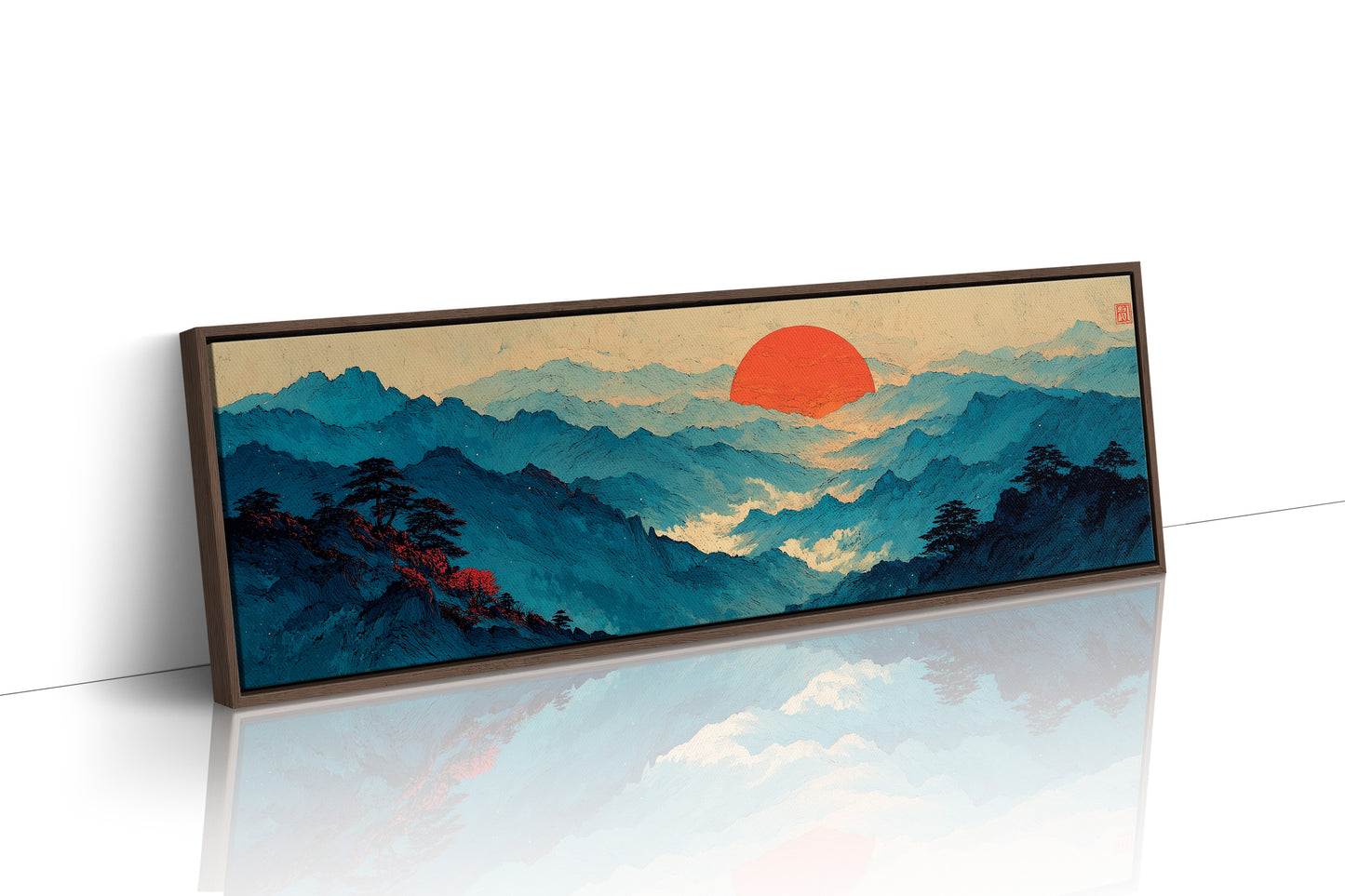 Crimson Sun Over Blue Mountain Seas