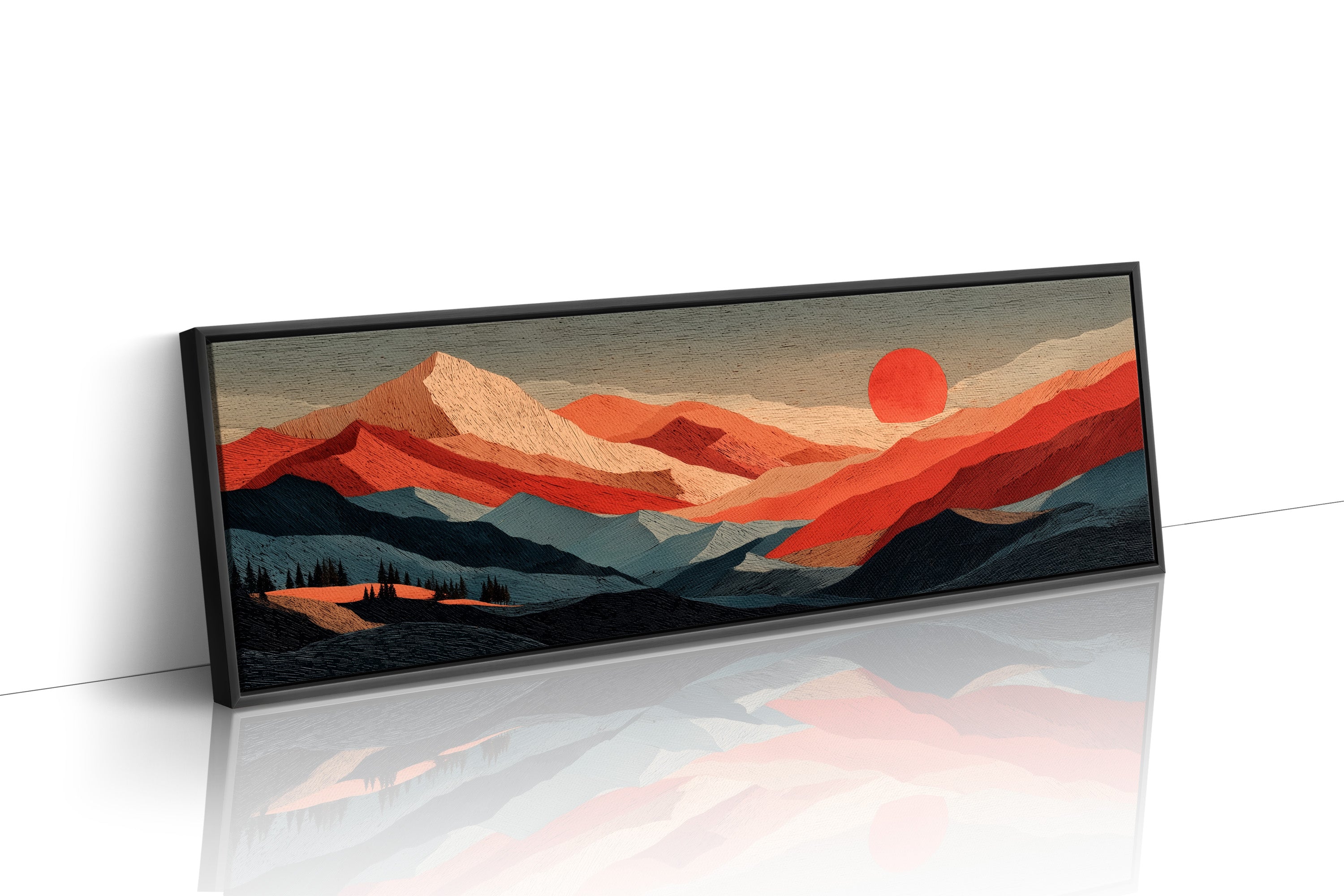 Crimson Sun Over Layered Peaks