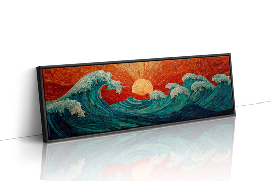 Crimson Sun Over Tiled Tides