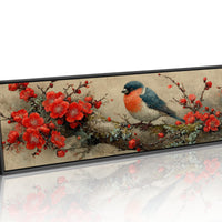 Songbird Among Scarlet Blossoms
