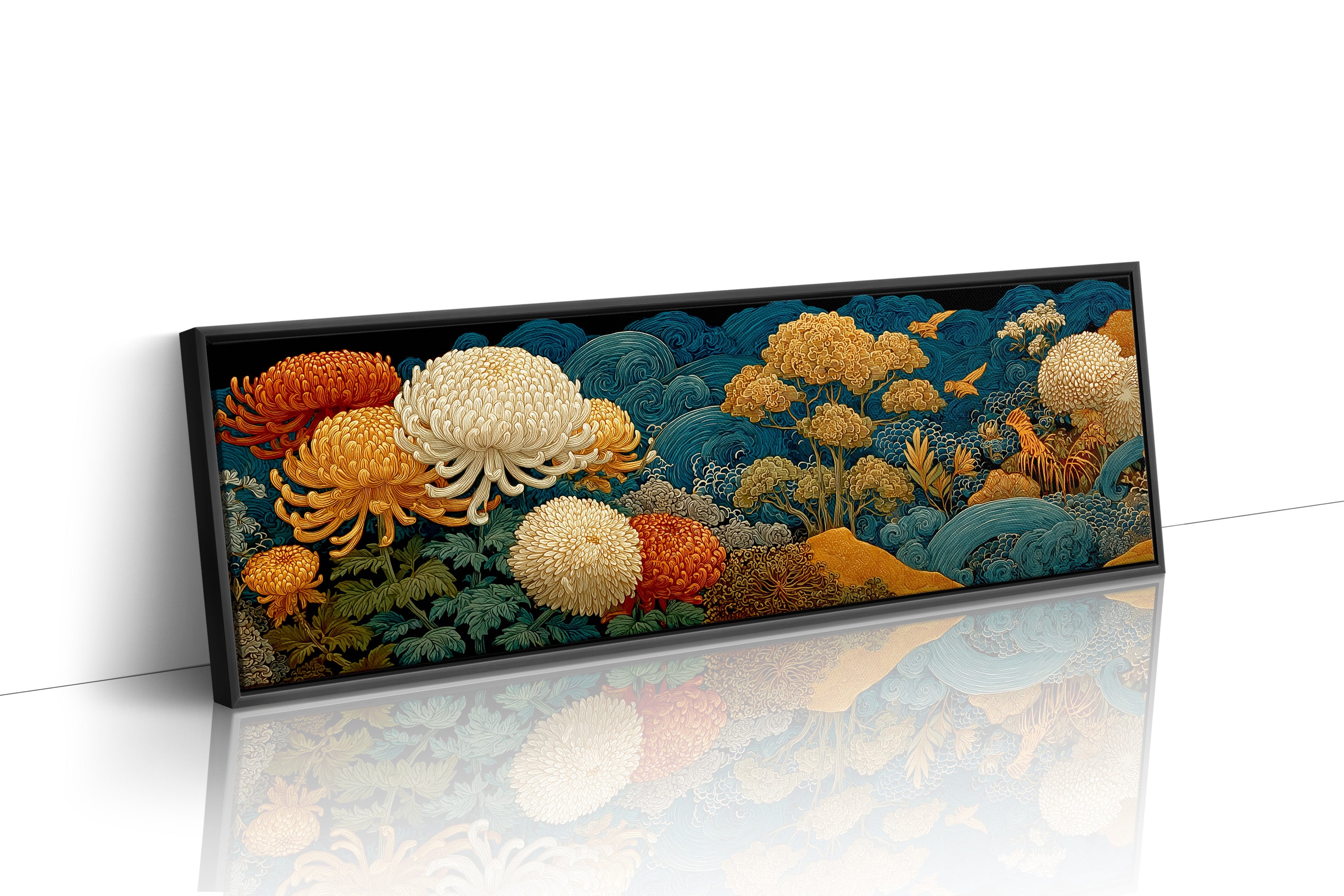 Golden Chrysanthemums In Indigo Tide