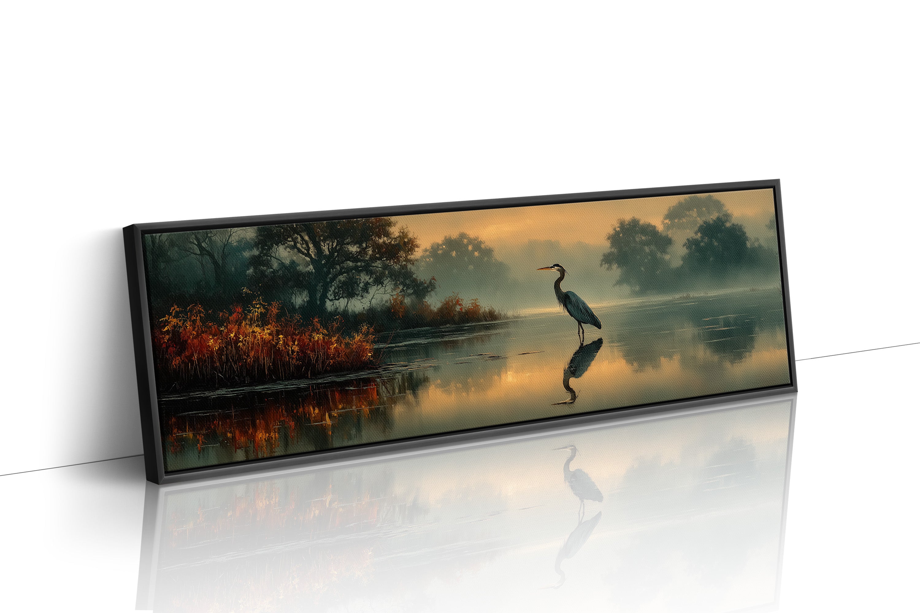 Heron Standing In Golden Marsh