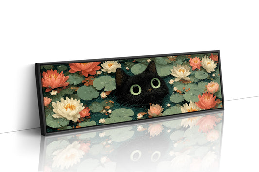 Midnight Cat Among Lotus Blossoms