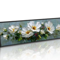 White Garden Blossoms In Soft Relief