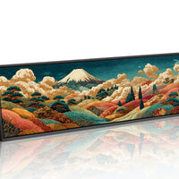 Golden Mount Fuji Over Patterned Hills