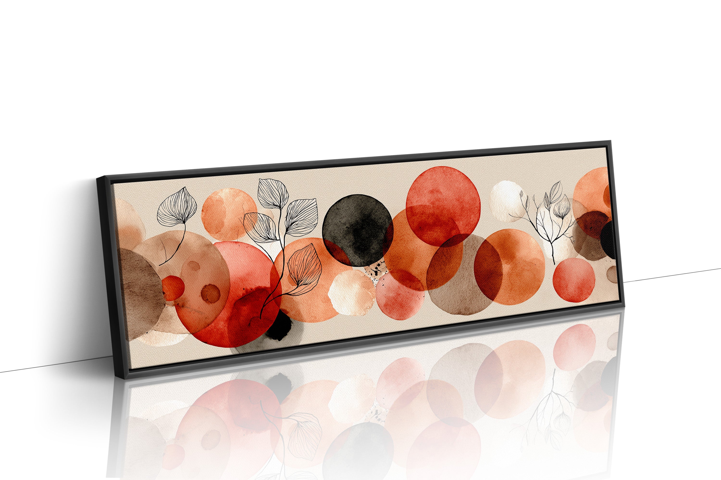 Terracotta Circles and Botanical Line Art