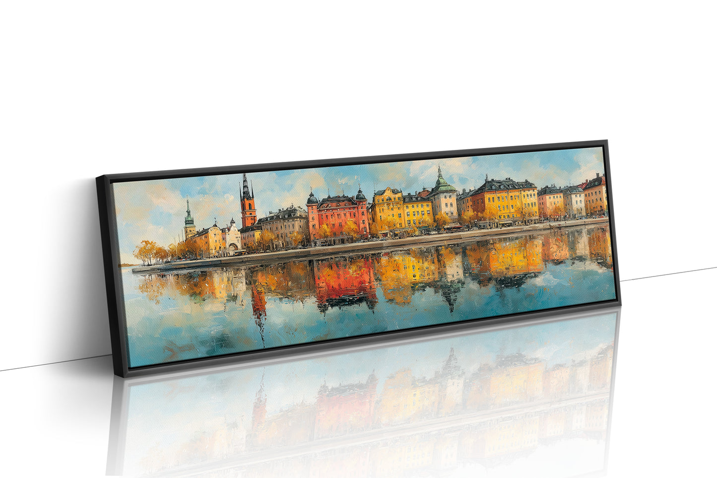 Colorful European Waterfront Reflections
