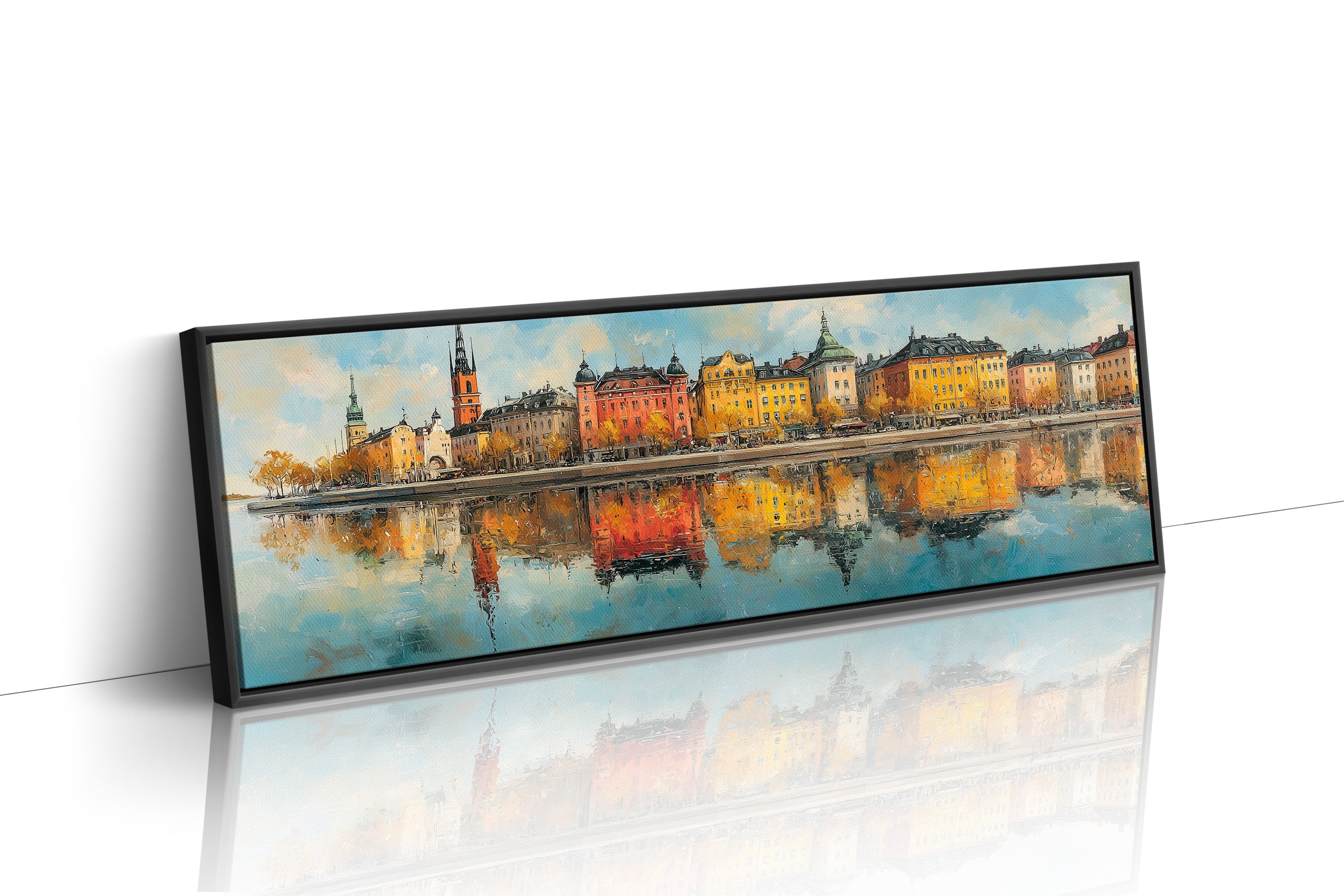 Colorful European Waterfront Reflections
