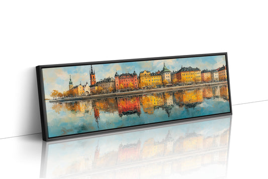 Colorful European Waterfront Reflections