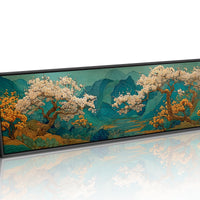 Cherry Blossoms Over Tranquil Mountain Lake