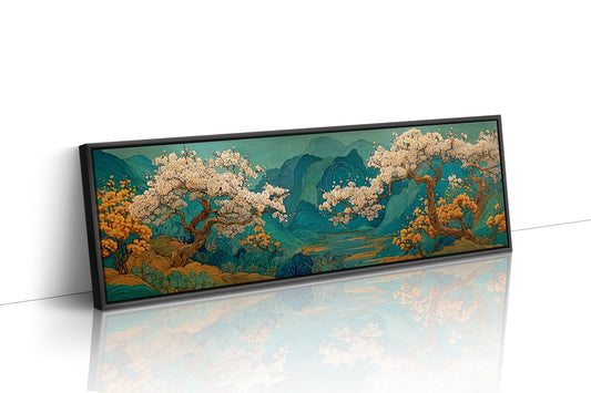 Cherry Blossoms Over Tranquil Mountain Lake