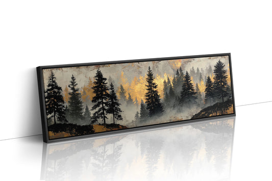 Golden Mist Through Pines