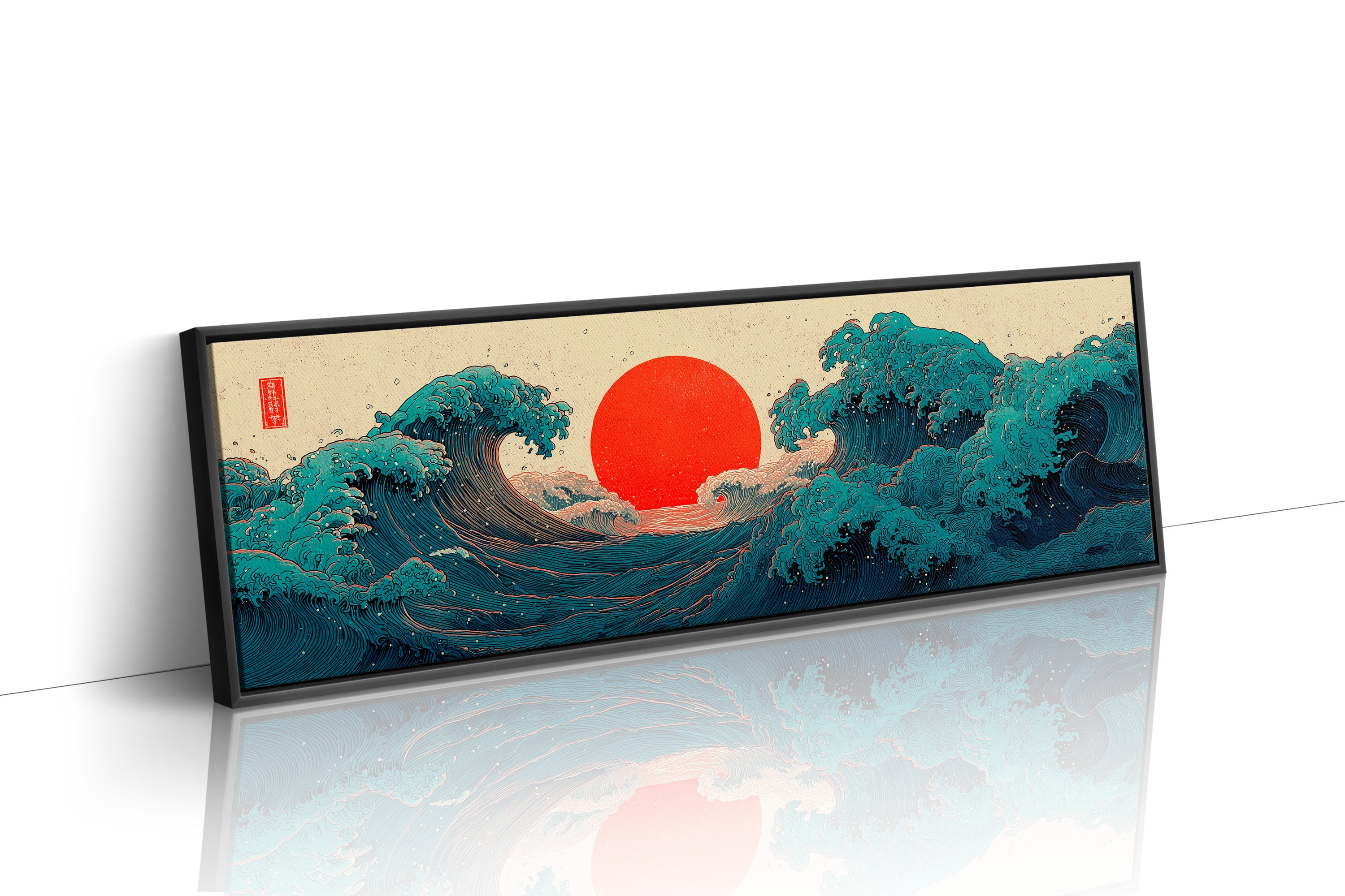 Crimson Sun Rising Over Ocean Waves