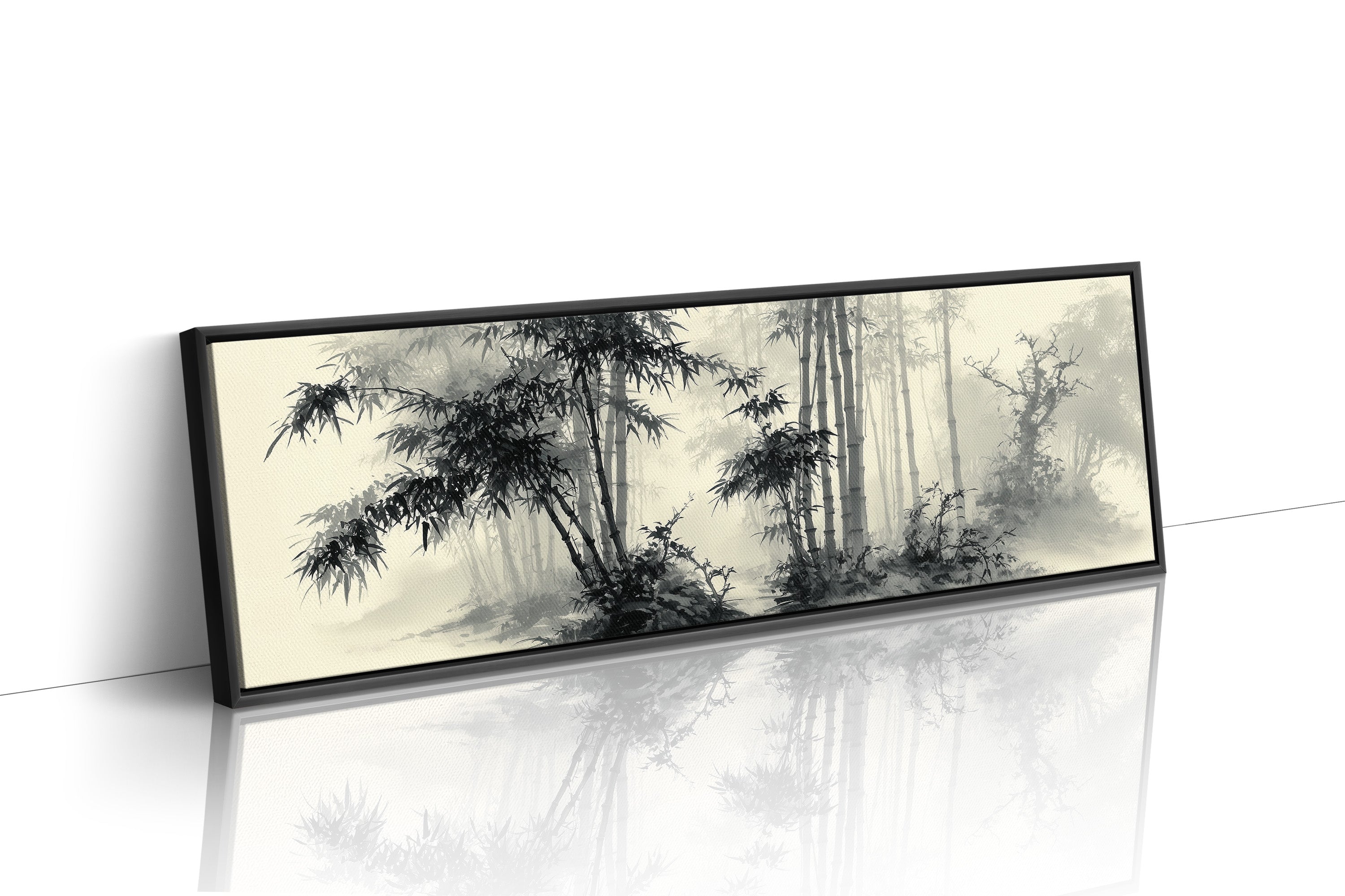Misty Bamboo Grove Ink Landscape