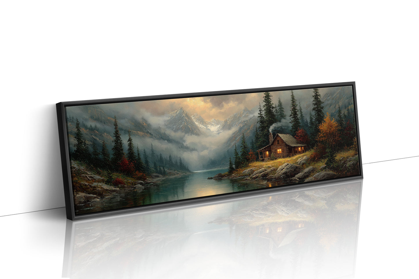 Cabin Glow In Misty Mountain Valley