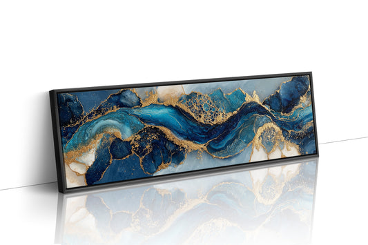 Blue And Gold Abstract Fluid Art