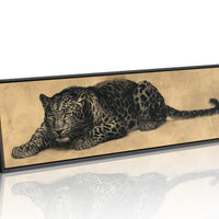 Vintage Leopard Illustration on Aged Paper Background