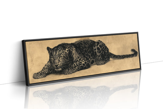 Vintage Leopard Illustration on Aged Paper Background