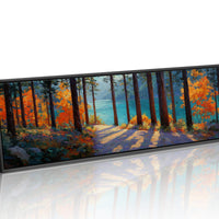Autumn Forest Path Overlooking Turquoise Lake