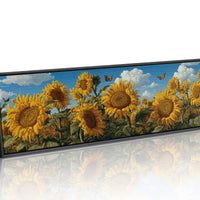 Sunflowers Beneath a Carved Sky